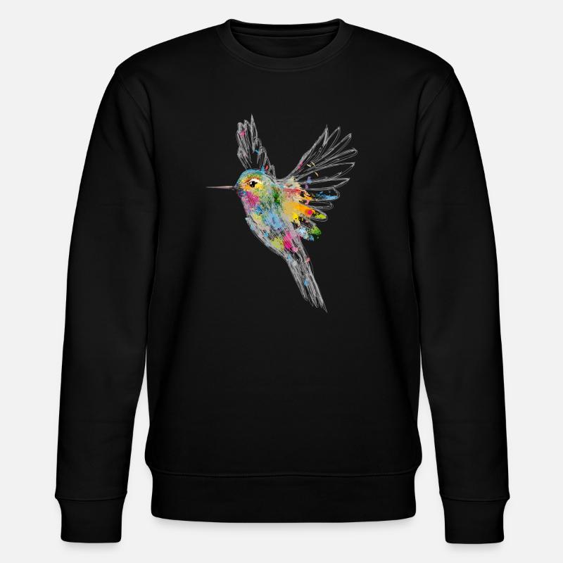 buntes Kolibri Aquarell Graffiti - Stanley/Stella Unisex Bio-Sweatshirt CHANGER  - Schwarz