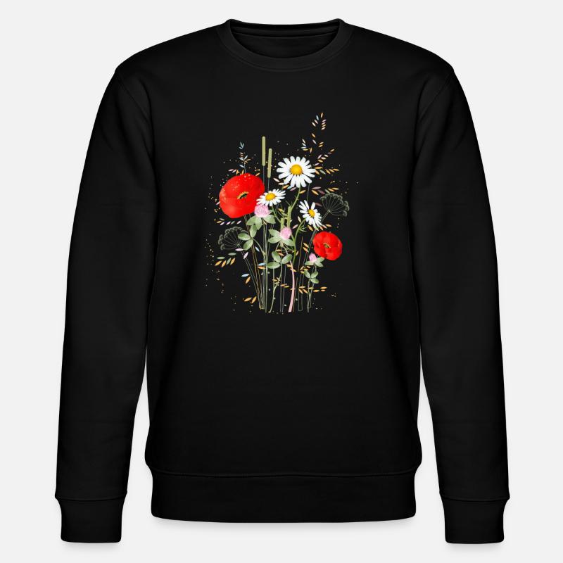 wunderschöne blühende Sommerwiese mit Mohnblumen - Stanley/Stella Unisex Bio-Sweatshirt CHANGER  - Schwarz