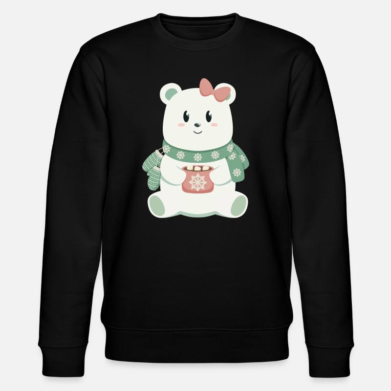 Eisbär mit Schleife - Stanley/Stella Unisex Bio-Sweatshirt CHANGER  - Schwarz