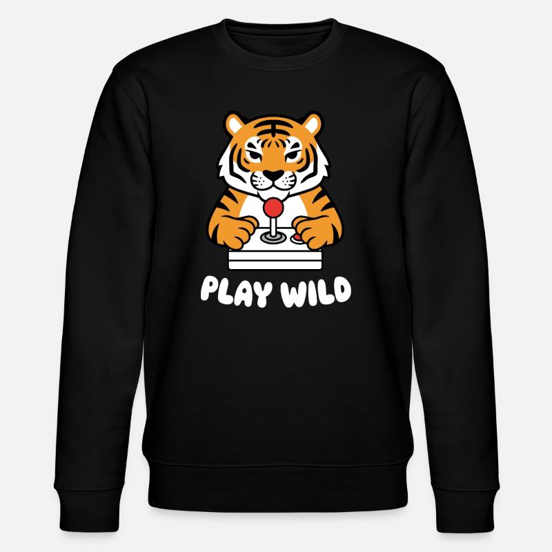 Tiger Arcade Play Wild - Stanley/Stella CHANGER Unisex Organic Sweatshirt - black