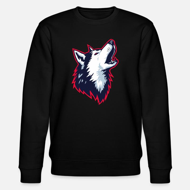 Heulender Husky im Logo Stil - Stanley/Stella Unisex Bio-Sweatshirt CHANGER  - Schwarz