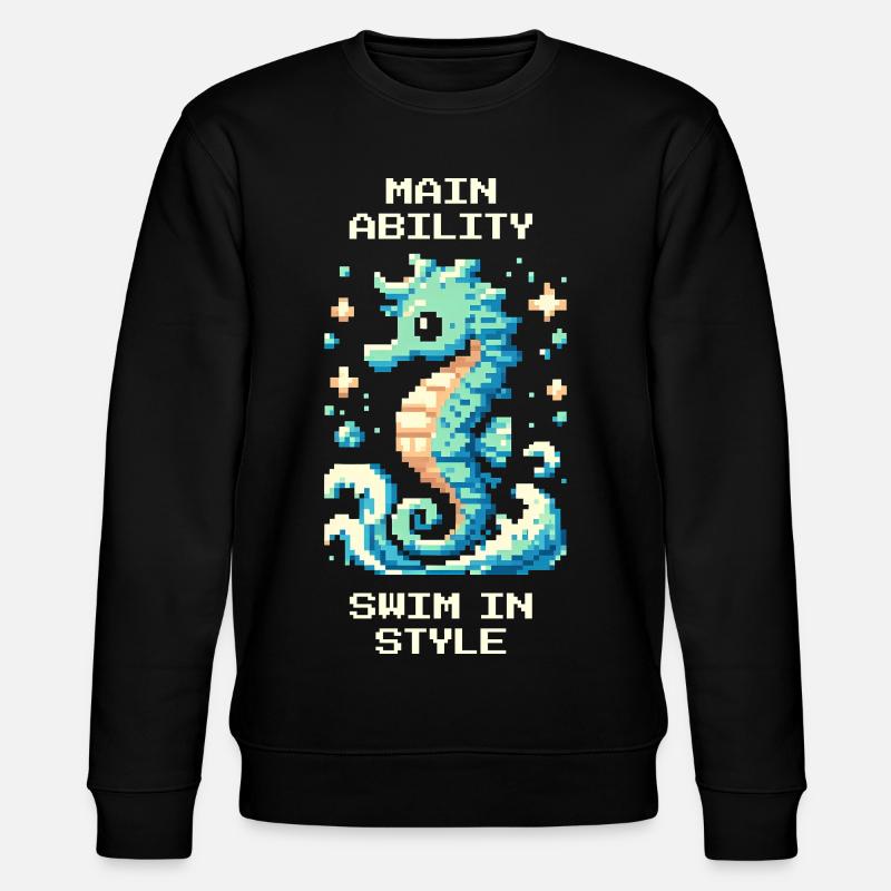 Hauptfähigkeit: stilvoll schwimmen | Seepferdchen - Stanley/Stella Unisex Bio-Sweatshirt CHANGER - Schwarz