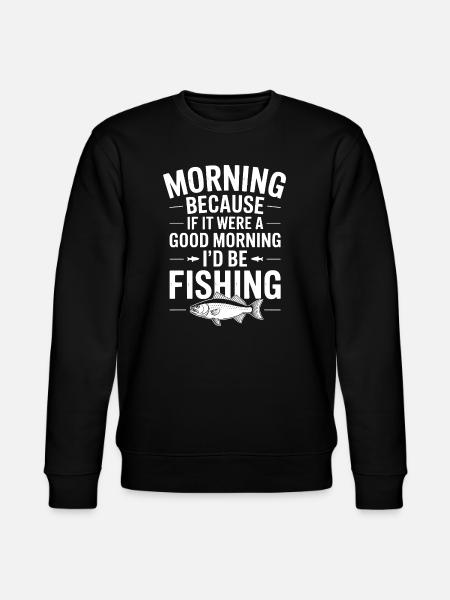 Morgendliche Angelzitat-Illustration - Stanley/Stella Unisex Bio-Sweatshirt CHANGER  - Schwarz