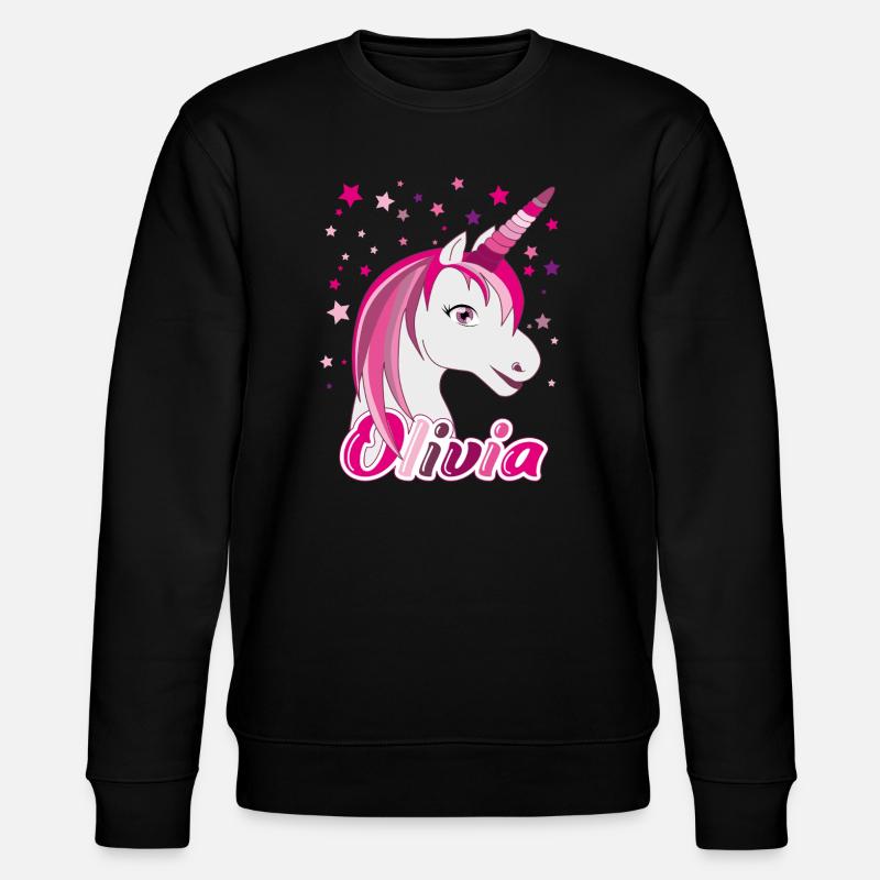 Olivia Einhorn, Mädchenname - Stanley/Stella Unisex Bio-Sweatshirt CHANGER  - Schwarz