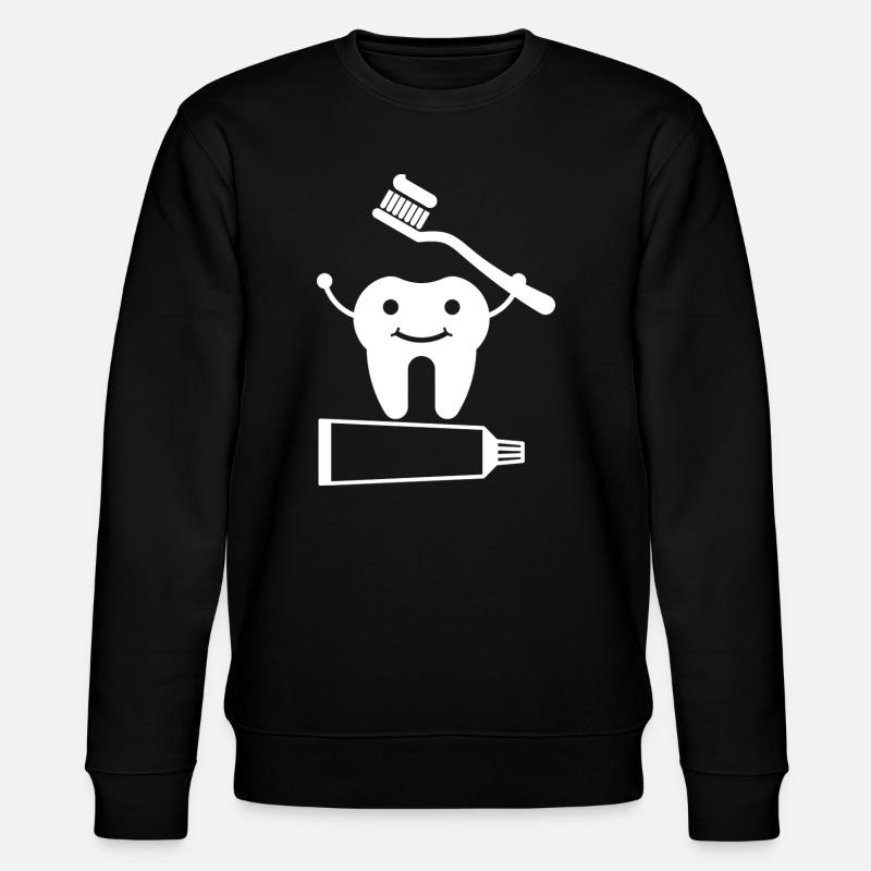 Zahn mit Zahnbürste und Zahnpasta - Stanley/Stella Unisex Bio-Sweatshirt CHANGER  - Schwarz