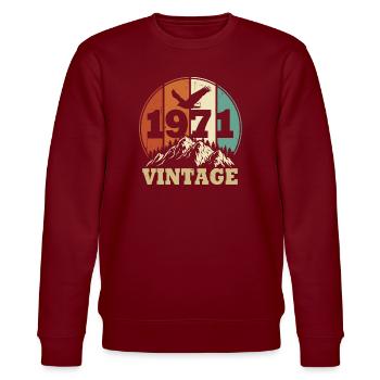 Jahrgang 1971 - Stanley/Stella Unisex Bio-Sweatshirt CHANGER  - Burgunderrot - Vorne - Nik (191cm) & Marisol (170cm)