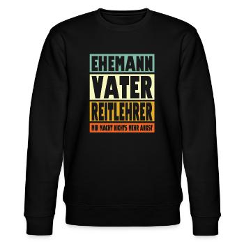 Reitlehrer Vater Ehemann Held - Stanley/Stella Unisex Bio-Sweatshirt CHANGER  - Schwarz - Vorne - Nik (191cm) & Marisol (170cm)