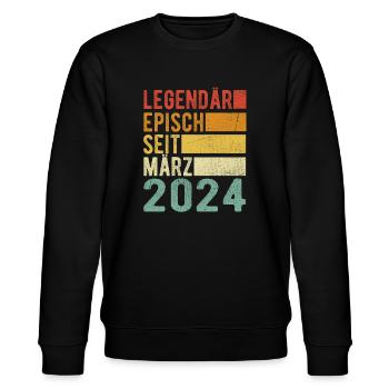 Legendär seit März 2024 - Stanley/Stella Unisex Bio-Sweatshirt CHANGER  - Schwarz - Vorne - Nik (191cm) & Marisol (170cm)