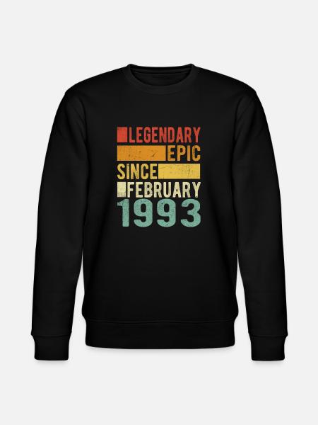 Birthday February 1993 Legendary Epic - Stanley/Stella CHANGER Unisex Organic Sweatshirt - black