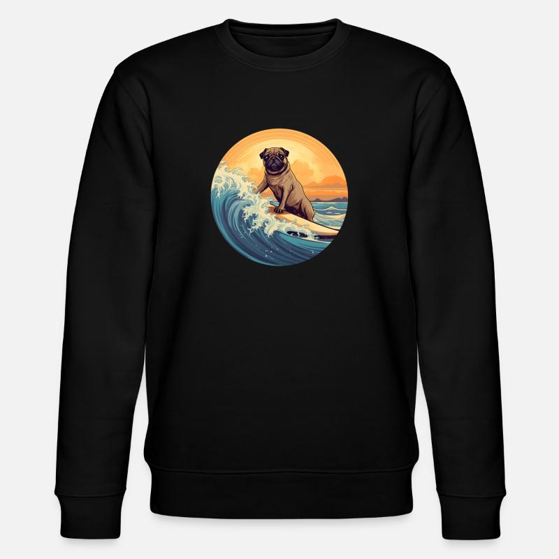 Mops Surfer - Stanley/Stella Unisex Bio-Sweatshirt CHANGER  - Schwarz
