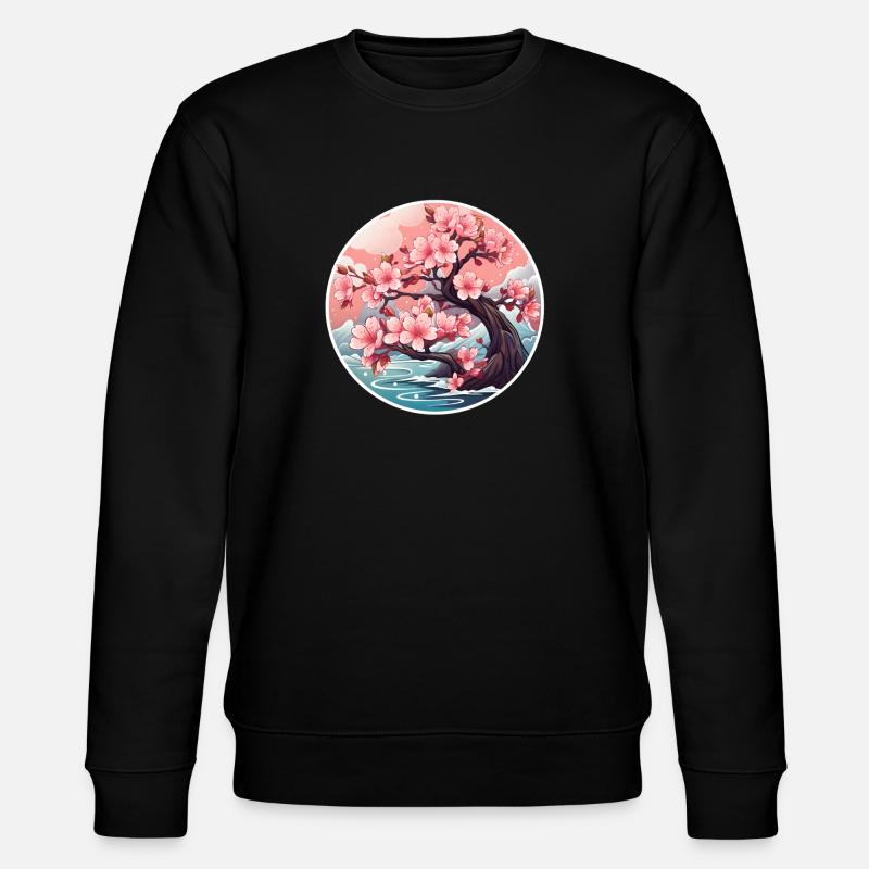 Kirschblütenbaum - Stanley/Stella Unisex Bio-Sweatshirt CHANGER  - Schwarz