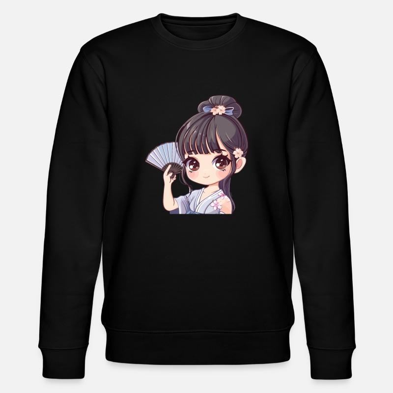 Fille d’anime avec ventilateur - Sweat bio CHANGER Stanley/Stella Unisexe - noir
