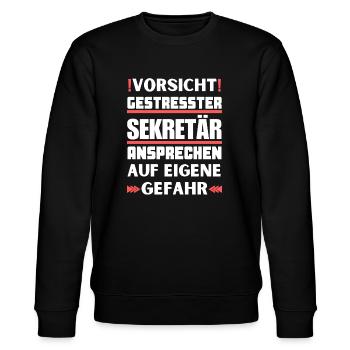 Don't talk to a stressed secretary! - Stanley/Stella CHANGER Unisex Organic Sweatshirt - black - Front - Nik (191cm) & Marisol (170cm)
