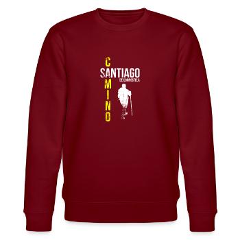 Camino de Santiago Pilgrims - Stanley/Stella CHANGER Unisex Organic Sweatshirt - burgundy - Front - Nik (191cm) & Marisol (170cm)