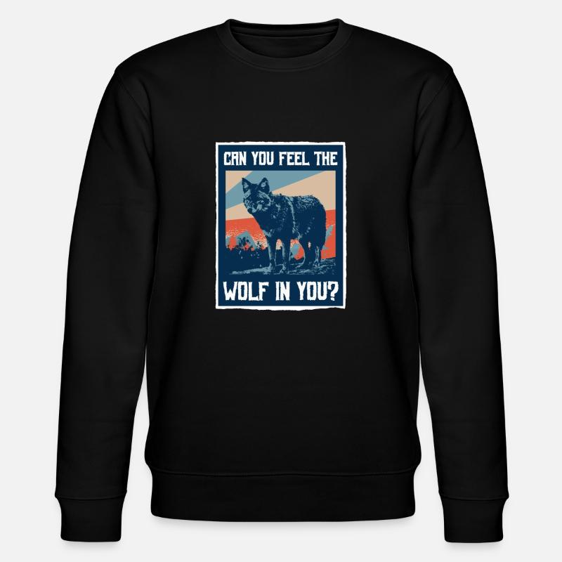 Wolf Spruch - Stanley/Stella Unisex Bio-Sweatshirt CHANGER  - Schwarz
