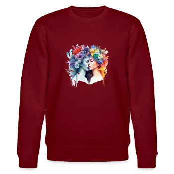 Kissing Women - Stanley/Stella Unisex Bio-Sweatshirt CHANGER  - Burgunderrot - Vorne - Nik (191cm) & Marisol (170cm)