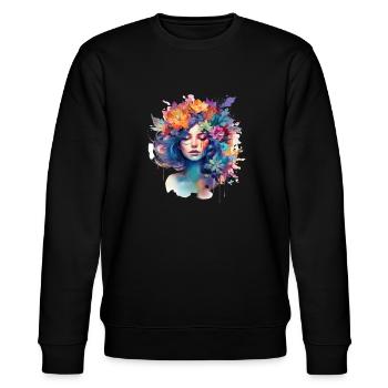 T-shirt aquarelle femme - Flower Miracle - Sweat bio CHANGER Stanley/Stella Unisexe - noir - Devant - Nik (191cm) & Marisol (170cm)