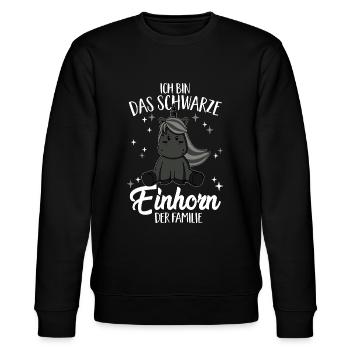 Das schwarze Einhorn der Familie Schwarzes Schaf - Stanley/Stella Unisex Bio-Sweatshirt CHANGER  - Schwarz - Vorne - Nik (191cm) & Marisol (170cm)