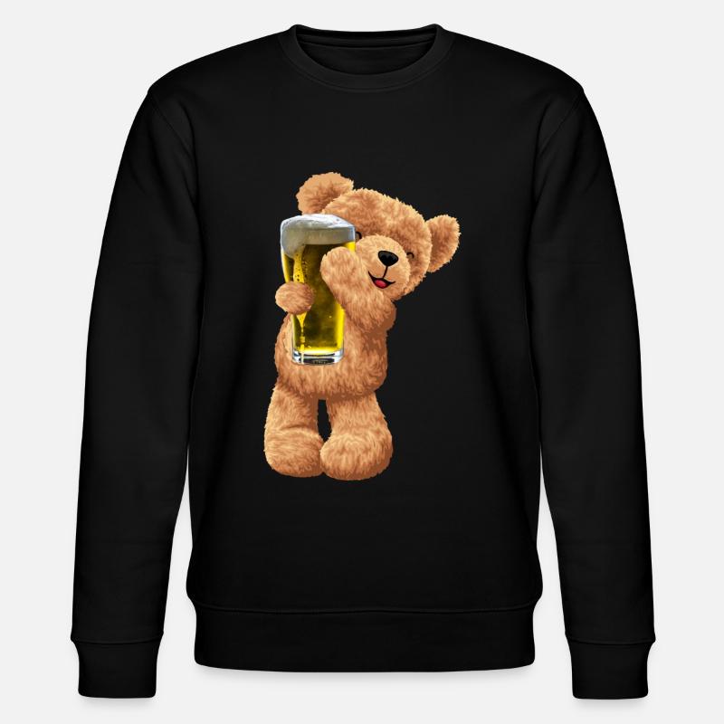 Teddybär Bär mit Bier - Stanley/Stella Unisex Bio-Sweatshirt CHANGER  - Schwarz