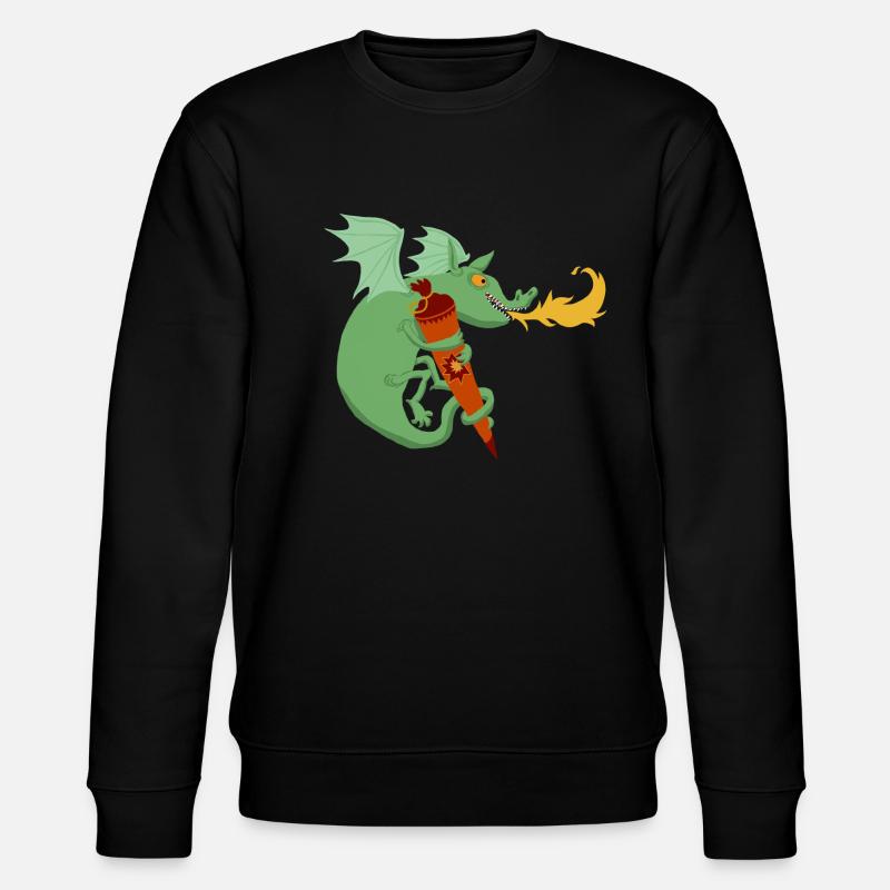 Drache mit Schultüte - Stanley/Stella Unisex Bio-Sweatshirt CHANGER  - Schwarz