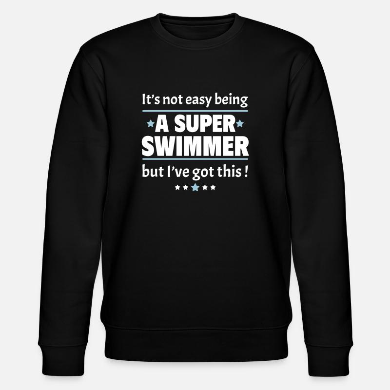 Es ist nicht einfach, ein super Schwimmer zu sein - Stanley/Stella Unisex Bio-Sweatshirt CHANGER  - Schwarz