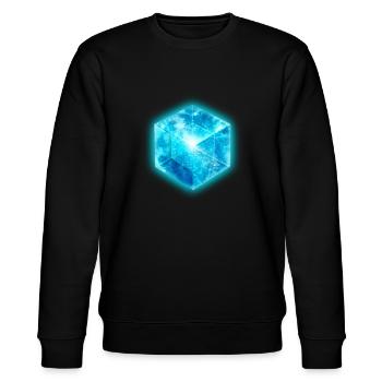 Tesseract, 4D Hypercube, digital , Symbol - Stanley/Stella Unisex Bio-Sweatshirt CHANGER  - Schwarz - Vorne - Nik (191cm) & Marisol (170cm)