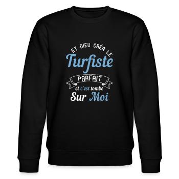 Turfiste humour cadeau parieur PMU drôle original - Sweat bio CHANGER Stanley/Stella Unisexe - noir - Devant - Nik (191cm) & Marisol (170cm)