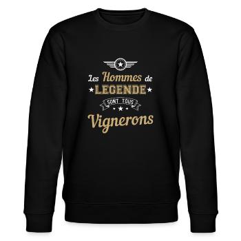 Vigneron cadeau humour drôle métier vigne homme - Sweat bio CHANGER Stanley/Stella Unisexe - noir - Devant - Nik (191cm) & Marisol (170cm)