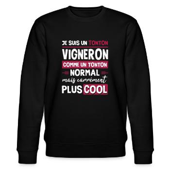 Vigneron cadeau humour drôle métier super tonton - Sweat bio CHANGER Stanley/Stella Unisexe - noir - Devant - Nik (191cm) & Marisol (170cm)