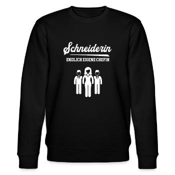Schneiderin Chefin Selbstständigkeit Schneiderei - Stanley/Stella Unisex Bio-Sweatshirt CHANGER  - Schwarz - Vorne - Nik (191cm) & Marisol (170cm)