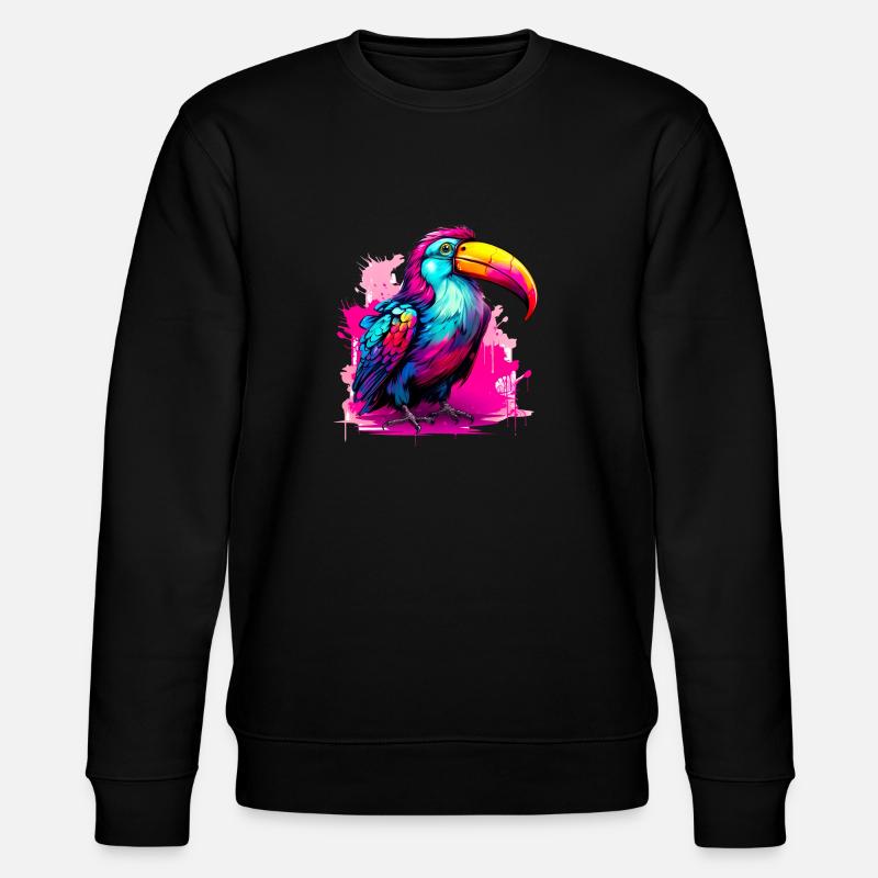 Synthwave Toucan - Stanley/Stella CHANGER Unisex Organic Sweatshirt - black