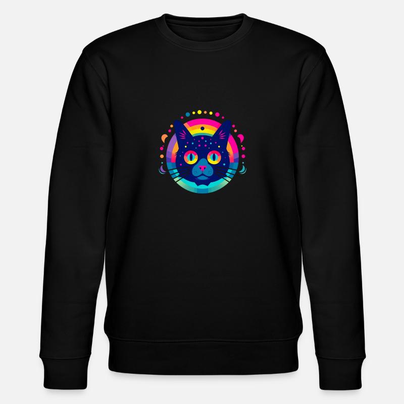 Flat Icon Cat Rainbow - Stanley/Stella CHANGER Unisex Organic Sweatshirt - black