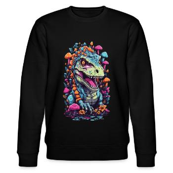 Psychedelic Dinosaur Mushroom Weirdcore Art - Stanley/Stella CHANGER Unisex Organic Sweatshirt - black - Front - Nik (191cm) & Marisol (170cm)