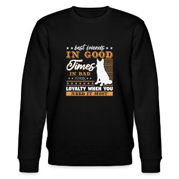 Zitat für Deutschen Schäferhund Besitzer - Stanley/Stella Unisex Bio-Sweatshirt CHANGER  - Schwarz - Vorne - Nik (191cm) & Marisol (170cm)