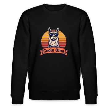 Coole Oma Beste Omi Alpaka Lama Liebe Großmutter - Stanley/Stella Unisex Bio-Sweatshirt CHANGER  - Schwarz - Vorne - Nik (191cm) & Marisol (170cm)