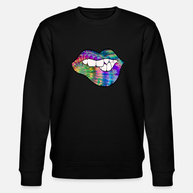 groovy tie dye biting lip - Stanley/Stella CHANGER Unisex Organic Sweatshirt - black