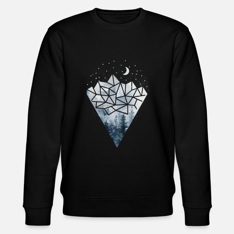 Geometrie Berge Polygon Wald - Stanley/Stella Unisex Bio-Sweatshirt CHANGER  - Schwarz