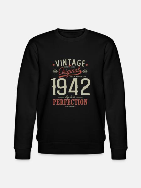 perfeksjonsalder 1942, bursdag 80 år - Stanley/Stella CHANGER økologisk unisex-sweatshirt - svart