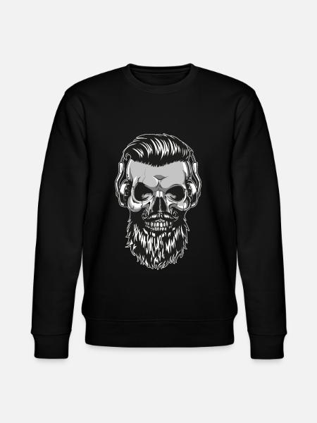 Cranio di hipster con barba e cuffie - Felpa ecologica unisex CHANGER di Stanley/Stella - nero