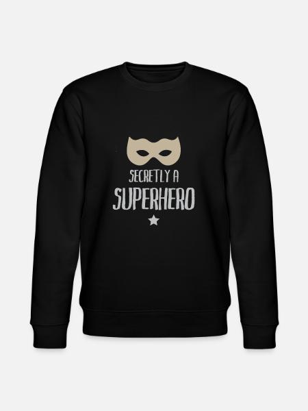 Heimlich ein Superheld - Stanley/Stella Unisex Bio-Sweatshirt CHANGER  - Schwarz