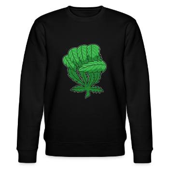 Weed Fist | Cannabis Marijuana THC CBD - Stanley/Stella CHANGER Unisex Organic Sweatshirt - black - Front - Nik (191cm) & Marisol (170cm)