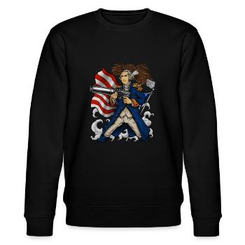 Patriotischer Vater | Merica Unabhängigkeitstag - Stanley/Stella Unisex Bio-Sweatshirt CHANGER  - Schwarz - Vorne - Nik (191cm) & Marisol (170cm)