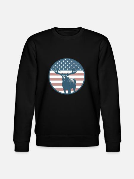 American Flag Moose - Stanley/Stella CHANGER Unisex Organic Sweatshirt - black