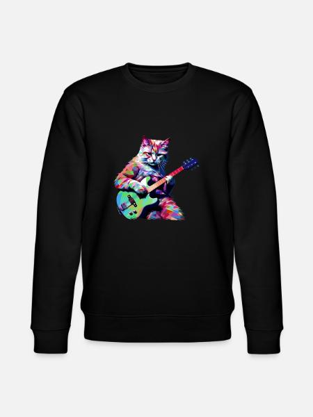 Cat playing guitar - Stanley/Stella CHANGER Unisex Organic Sweatshirt - black