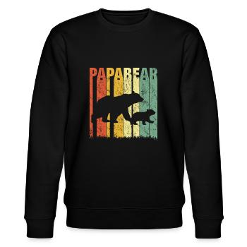 Stolzer Papa Tochter Vater Sohn Geschenk Spruch - Stanley/Stella Unisex Bio-Sweatshirt CHANGER  - Schwarz - Vorne - Nik (191cm) & Marisol (170cm)