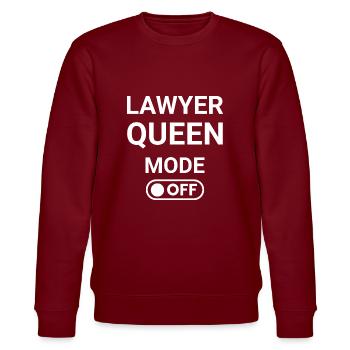 Lawyer Queen Mode OFF - Stanley/Stella CHANGER Unisex Organic Sweatshirt - burgundy - Front - Nik (191cm) & Marisol (170cm)