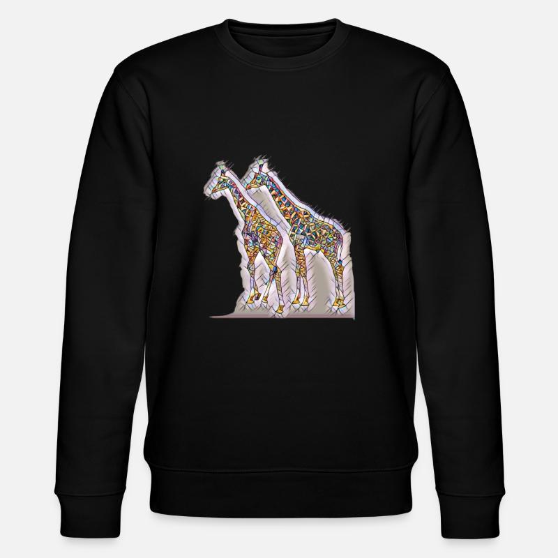 Kunstdruck Giraffen frei farbig - Stanley/Stella Unisex Bio-Sweatshirt CHANGER - Schwarz