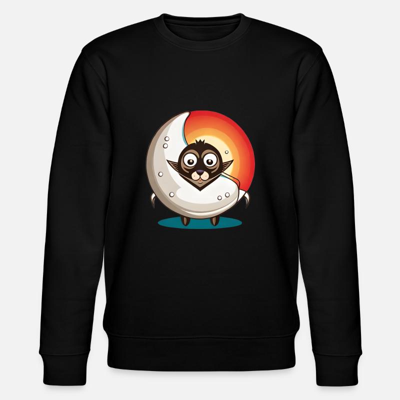 Katze mit Mond - Stanley/Stella Unisex Bio-Sweatshirt CHANGER - Schwarz