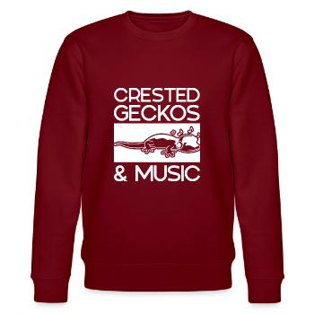 Crested Geckos Musiknoten Musiker Exotisches Tier - Stanley/Stella Unisex Bio-Sweatshirt CHANGER  - Burgunderrot - Vorne - Nik (191cm) & Marisol (170cm)