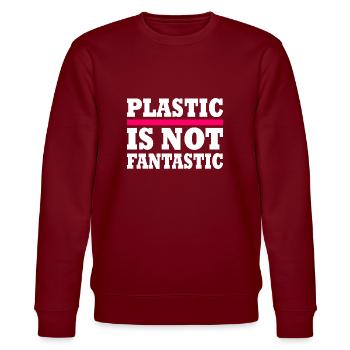 Plastic is not fantastic - Stanley/Stella Unisex Bio-Sweatshirt CHANGER  - Burgunderrot - Vorne - Nik (191cm) & Marisol (170cm)
